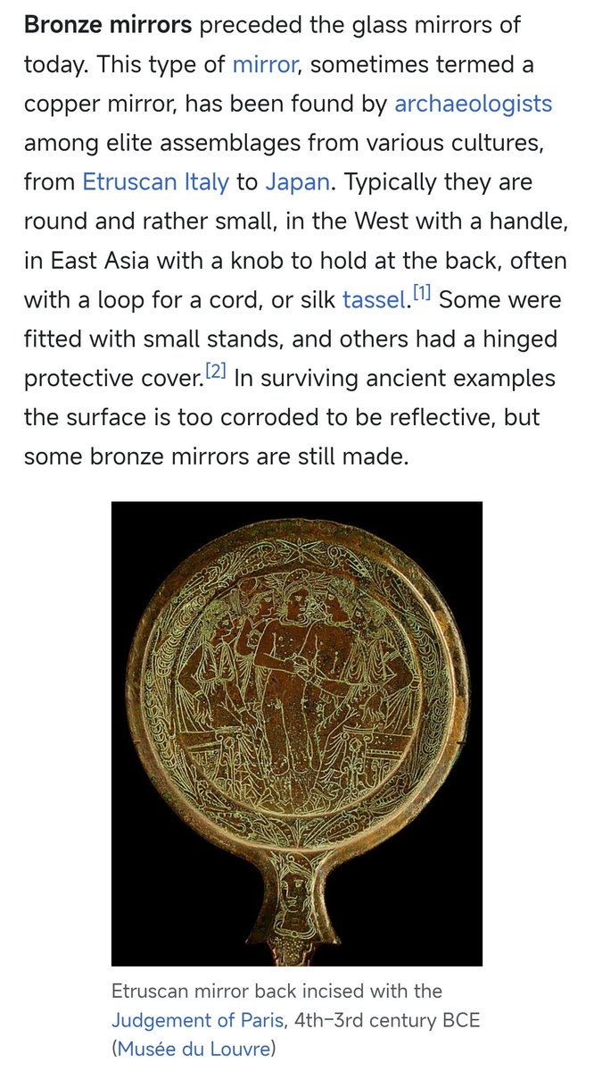 InisErenn's tweet image. In cultures all over the world, mirrors (especially bronze) were symbols of the other world. They would carve ritual depictions or gods into them, from Etruscan to Roman, Celtic, Aztec, Maya, Japanese - the realm of the gods was the mirror realm. In old Ireland when someone