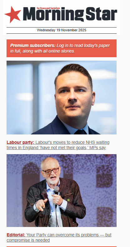 Labour4S's tweet image. Reject the capitalist variants and receive a daily dose of socialism in your inbox. Sign up to the free Morning Star daily newsletter here: morningstaronline.us19.list-manage.com/subscribe/post…