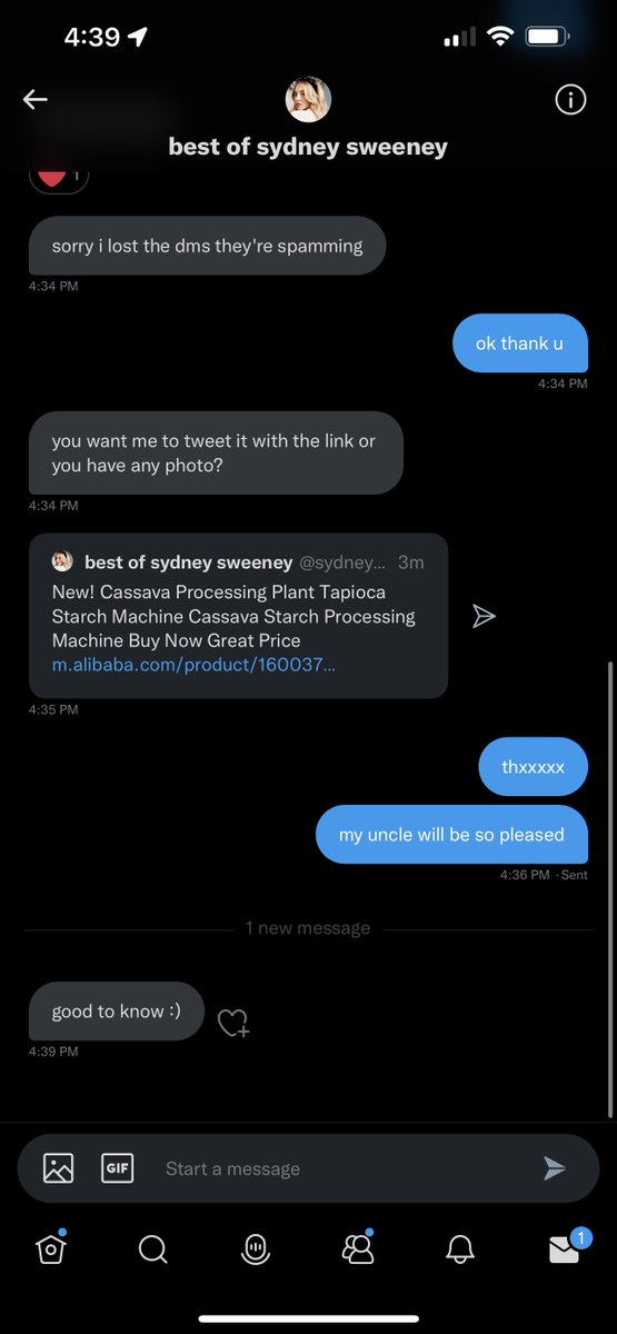 oohweehuman's tweet image. throwback to when I paid someone operating a sydney sweeney fan account $8 to promote a cassava processing plant I found on Alibaba