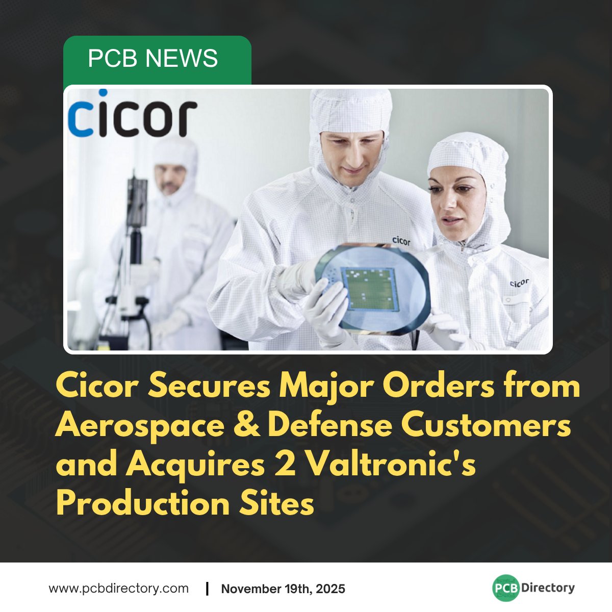 Cicor strengthens its position in Aerospace &amp; Defence, securing CHF 40M in new orders and pushing its YTD book-to-bill to 1.09. 

Read more: ow.ly/Uiz650XtVYa

#news #industry #aerospace #defence #EMS #electronicsmanufacturing #Cicor #AandD #manufacturing #engineering