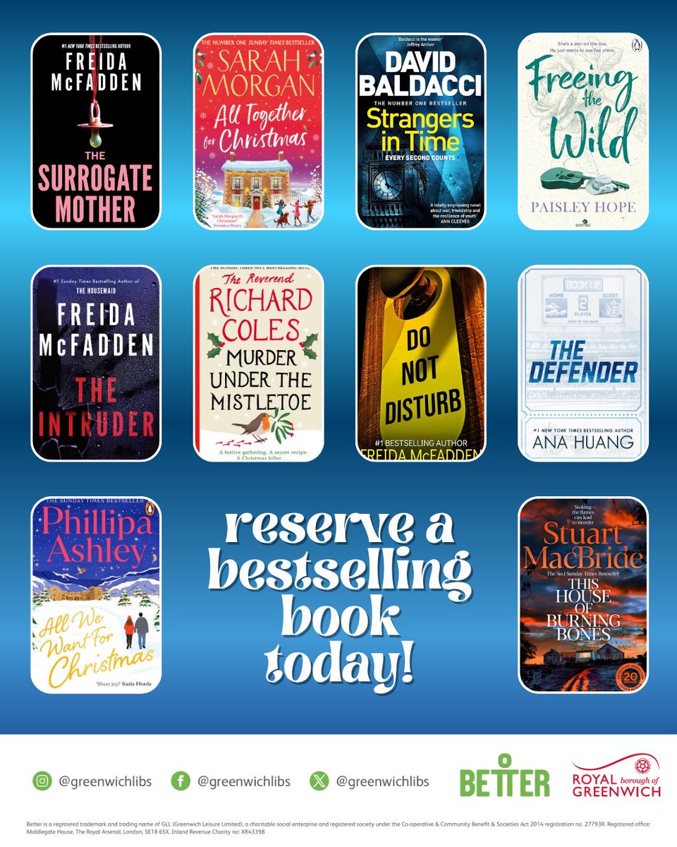 GreenwichLibs's tweet image. Reserve a bestseller with #Greenwich #Libraries via via the online catalogue today! Click here: bit.ly/3Ew1YFL all you need is a library card + PIN and you can collect at a library of your choice in the borough 📚 #LoveYourLibrary #NewBooks #LoveReading