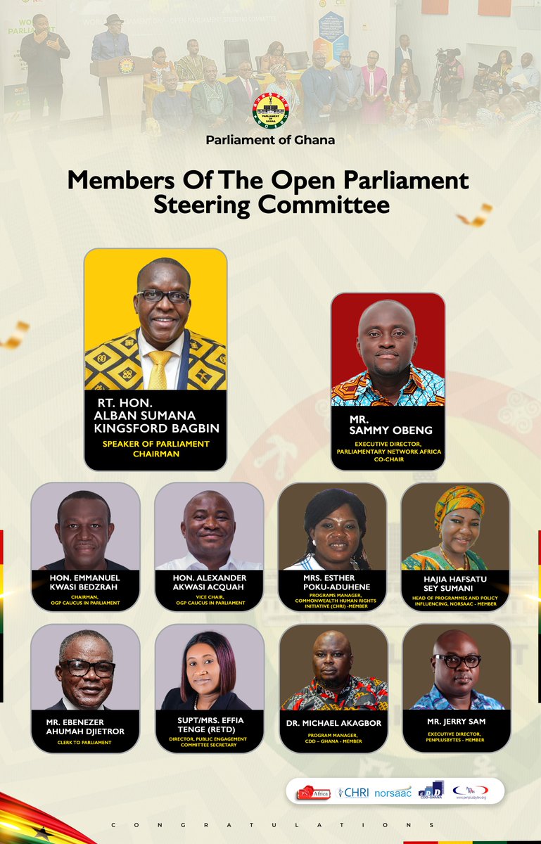 PNAfricawatch's tweet image. Introducing the Open Parliament Steering Committee — a diverse team dedicated to promoting transparency, accountability, and citizen participation in Ghana’s legislative process. Together, we are driving parliamentary openness and helping to shape a more responsive and inclusive…