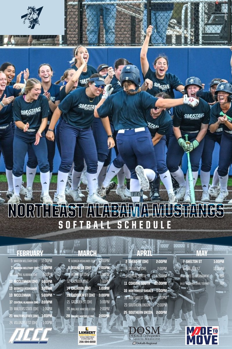 NACCathletics's tweet image. NACC SOFTBALL SCHEDULE RELEASE FOR THE 2026 SEASON
Tickets will go on sale in January, keep following for updates.  

You can also find our schedule on the NACC Website 
 naccathletics.com/landing/index#

Go Stangs! #UNCOMMON