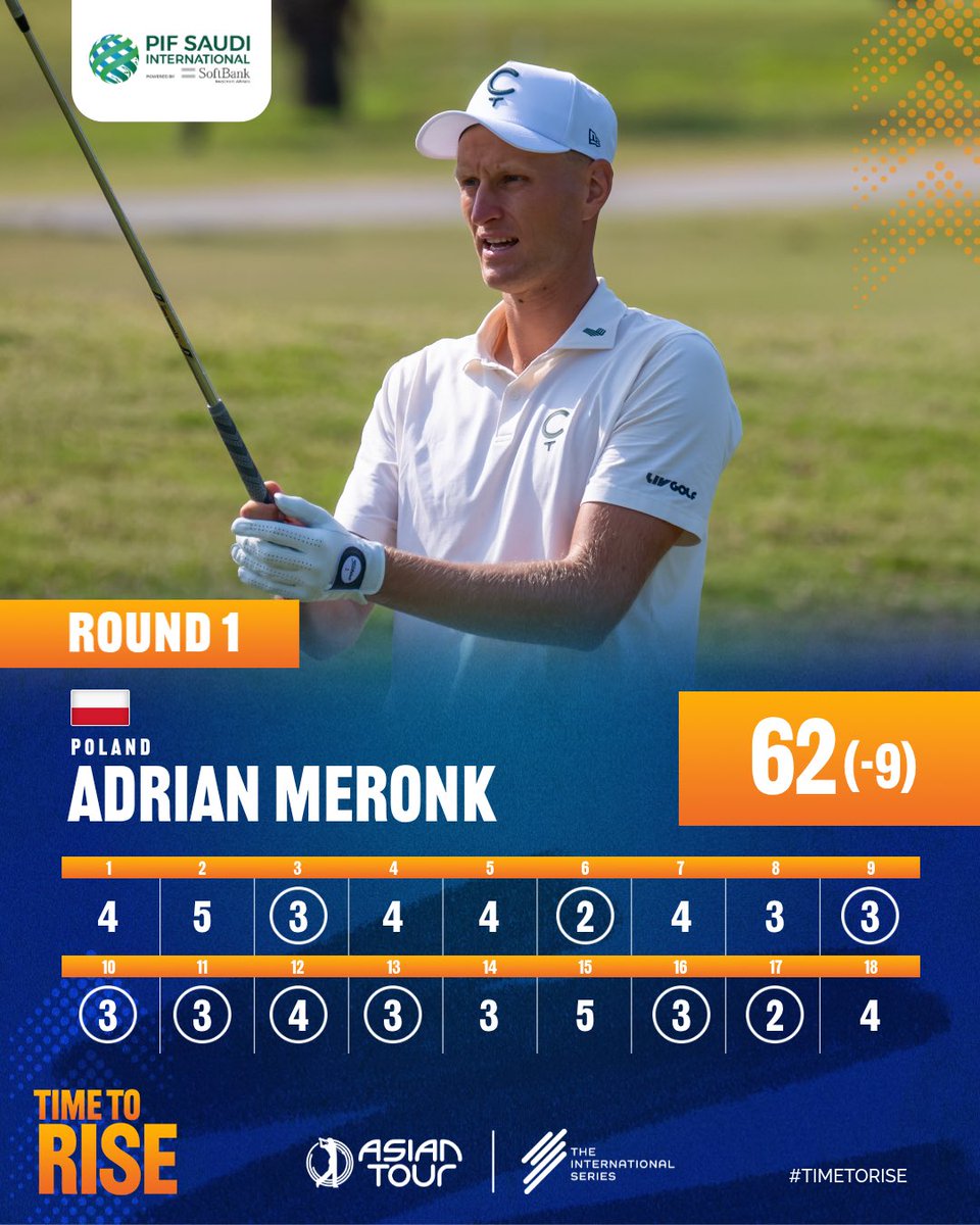 asiantourgolf's tweet image. A perfect opening round of 62 puts Adrian Meronk in a share of the lead 👊

#InternationalSeries #TimeToRise #PIFSaudiIntl