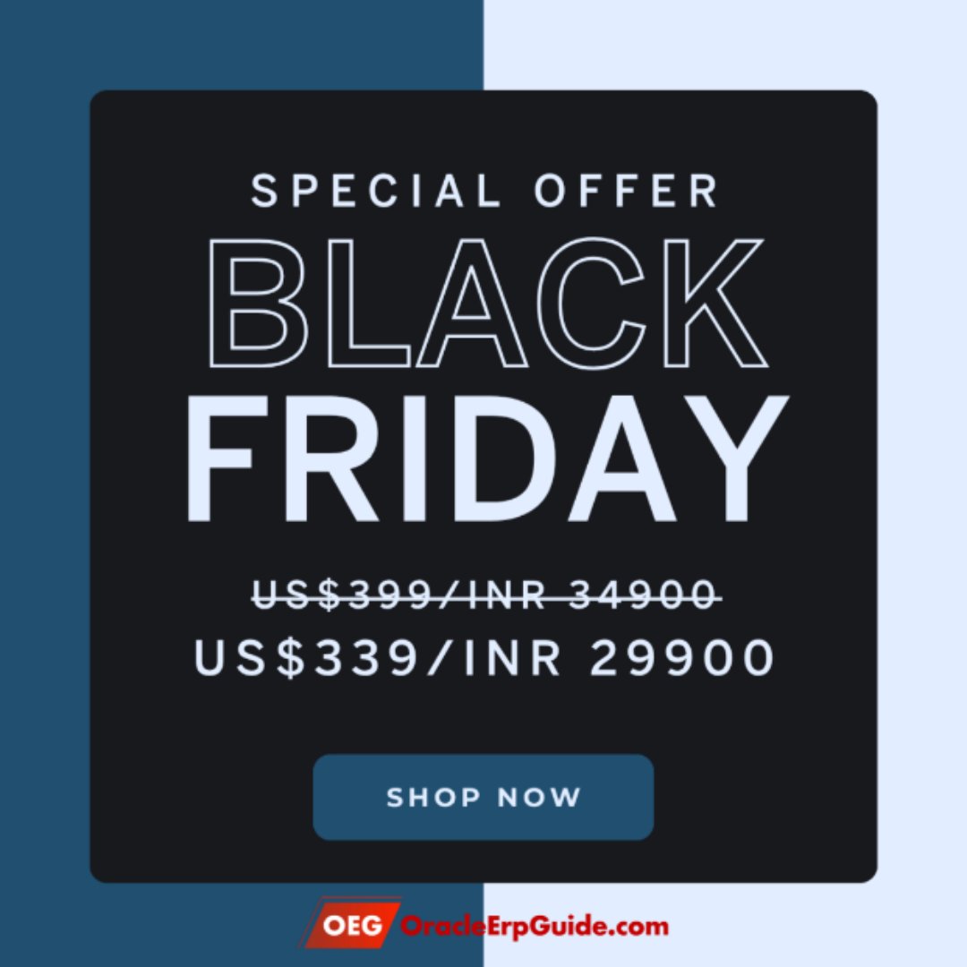 tanmayvaze's tweet image. 🔥 Black Friday Offer!
OEG One Membership now at US$339 / INR 29,900 (limited time).

Get access to:
✅ Complete Oracle Fusion Cloud training
✅ Live sessions &amp;amp; new releases
✅ Hands-on demos &amp;amp; expert guidance

Join now: lnkd.in/dfed2GyT

#OracleFusion #OracleCloud #ERP