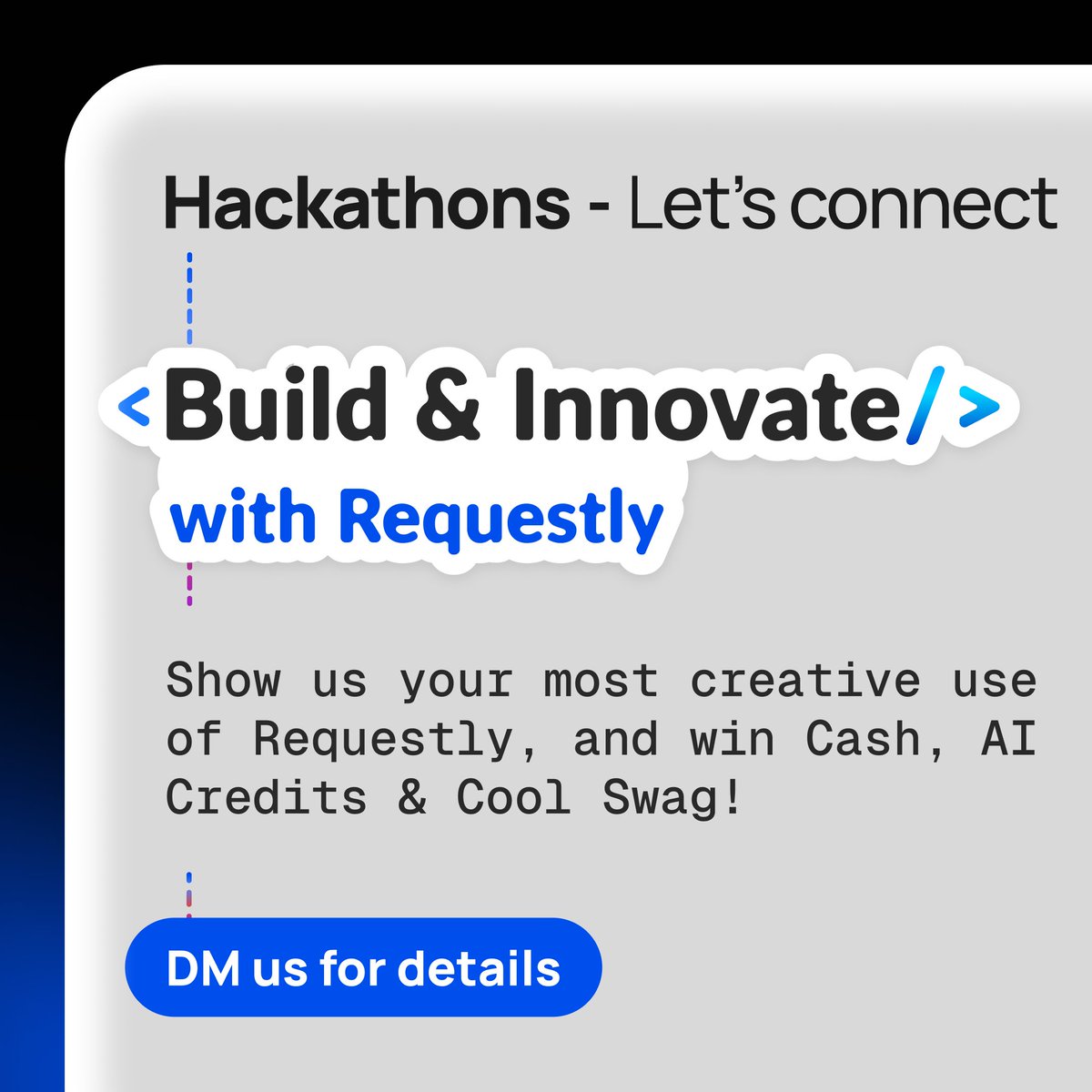 RequestlyIO's tweet image. Calling all #Hackathon Organizers — Let’s Collaborate! 📣

We want to help make your event a huge success by offering:
 • Free Requestly Pro to help your hackers build rock-solid APIs.
 • Cash Prizes
 • AI credits
 • And cool swag!

👉 Send us a DM. We&apos;d love to chat!