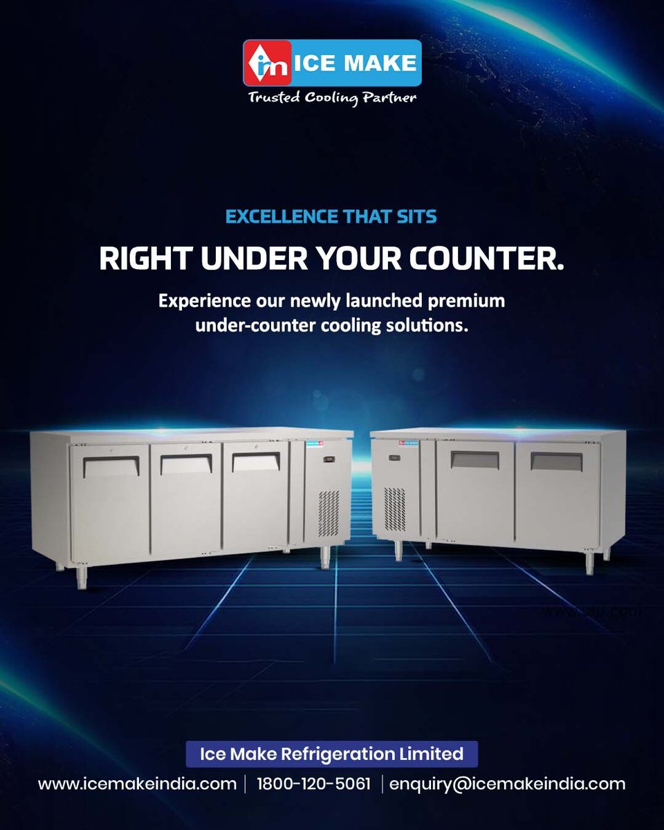 IceMakeRef's tweet image. Struggling with limited kitchen space, slow operations, or inconsistent cooling performance? Ice Make brings you the Under-Counter Cooling Solution designed to solve the biggest storage and efficiency challenges in modern commercial kitchens.
