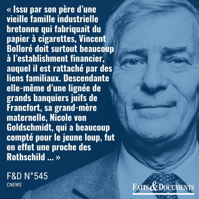 faitsetdocs's tweet image. 🔍Nous on a pas supprimé par contre !

Famille, amis et carrière : découvrez les réseaux qui ont permis à &quot;Bolloré l&apos;Africain&quot; de construire le premier empire médiatique français dit &quot;d&apos;extrême droite&quot;.

Lisez le portrait non-autorisé de Vincent Bolloré dans le 📰 F&amp;amp;D n°545 ⬇️…