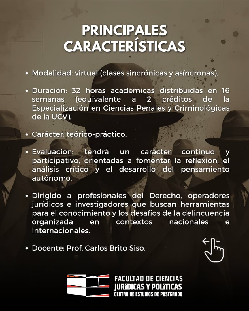 CPenales_UCV's tweet photo. @Keymer_Avila @justiciapitzucv @ConstitucionalU @Bibliocentro @gmultijuridica @Universitasf_ @fcjpucv_ve @dirderechoucv @andresraulpaezp @leonardoguzman @revista_derecho @derechopenalUEC @INACIPE @jorgepratsac @Danku_G @JaumeAntichSole @tatin17 @barsallocarlos Participa en este #CursoDeAmpliación sobre #DelincuenciaOrganizada, que te ofrece una comprensión del fenómeno desde una perspectiva jurídico-penal y político-criminal. Toda la información: https://t.co/JNUVQtHfuJ https://t.co/dHewtNj0XU