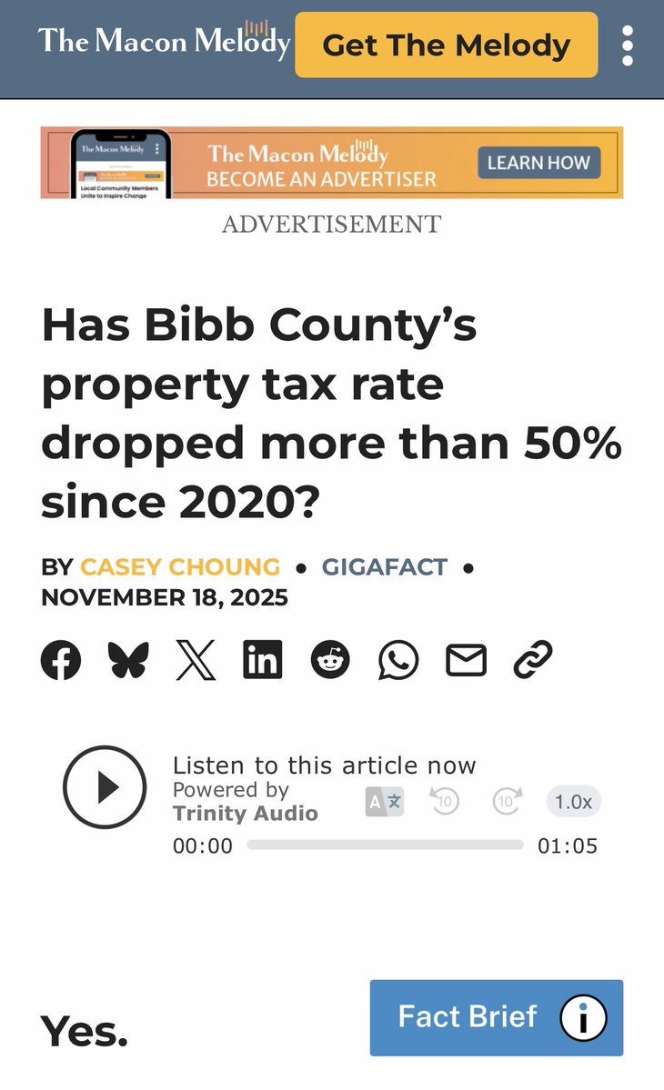 “[<a href="/MaconBibbCounty/">Macon-Bibb County</a>]’s millage rate has dropped by more than half over 5 years…

However, the decrease in rates hasn’t meant an equal drop in collections, since the county’s taxable property value has grown by nearly $2 billion since 2020.” #gapol

maconmelody.com/has-bibb-count…