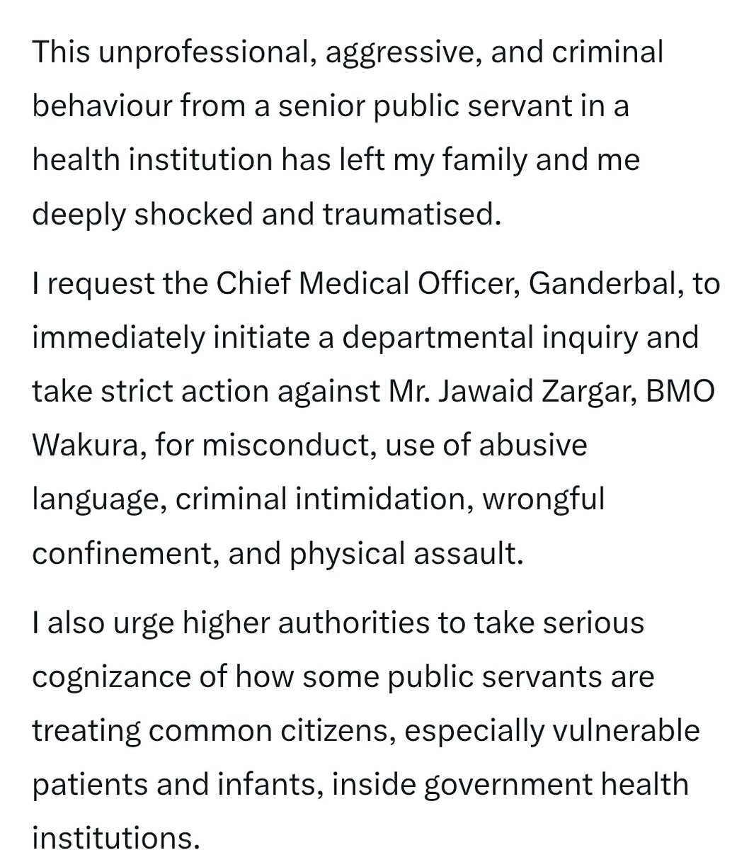 Bringing this to your kind attention <a href="/HealthMedicalE1/">Health & Medical Education Department J&K</a> <a href="/sakinaitoo/">Sakina Itoo</a> ji and <a href="/SyedAbidShah/">Syed Abid Rasheed Shah</a> shb. Request immediate intervention.
#BMOWakuraGbl
