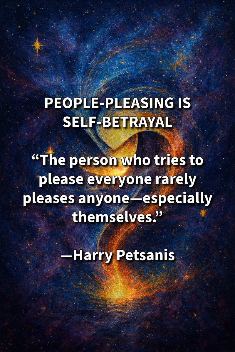 harrypetsanis's tweet image. PEOPLE-PLEASING IS SELF-BETRAYAL

“The person who tries to please everyone rarely pleases anyone—especially themselves.”

—Harry Petsanis

#SelfRespectMindset
#BoundarySetting
#AuthenticLiving
#AccountabilityCoaching

“People-Pleasing Is Self-Betrayal” by Harry Petsanis,…