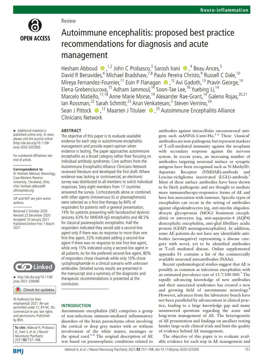 Diagnóstico y Manejo de la Encefalitis Autoinmune 🧠🧪

🔰📚Neurol Neurosurg Psychiatry

dx.doi.org/10.1136/jnnp-2…

Enlace a Artículo Completo 👇🏼✅🆓t.me/SoMELaguna
