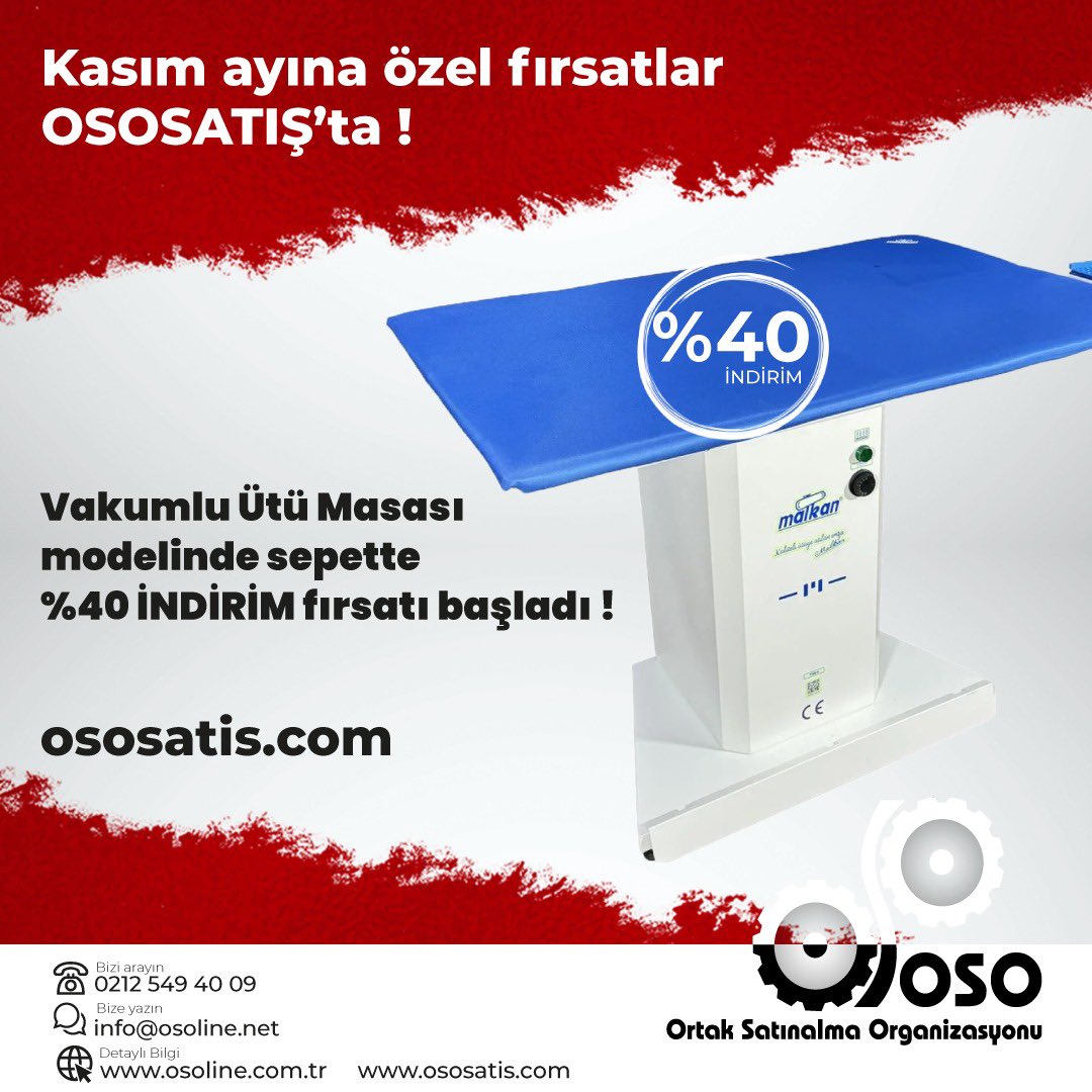 OSOLINE_'s tweet image. Kasım ayına özel fırsatlar OSOSATIŞ’ta!
Vakumlu Ütü Masası modelinde SEPETTE %40 İNDİRİM fırsatı başladı! 

#VakumluÜtüMasası #TekstilMakineleri #EndüstriyelMakine #Üretim #OSO #OsoSatış #OsoLine #KasımFırsatları #EndüstriyelÇözümler