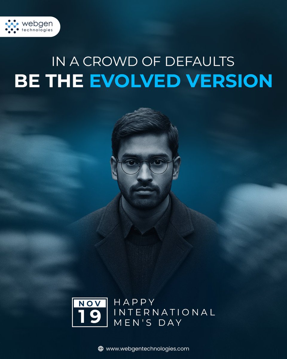 Webgentweet's tweet image. The best version of you is the one you intentionally grow into. 🤗

Growth isn’t loud, it’s the quiet shift from default to improved. 📈✨

Happy International Men’s Day to all the incredible men out there! 💙

#WebgenTechnologies #InternationalMensDay #MensDayCelebration
