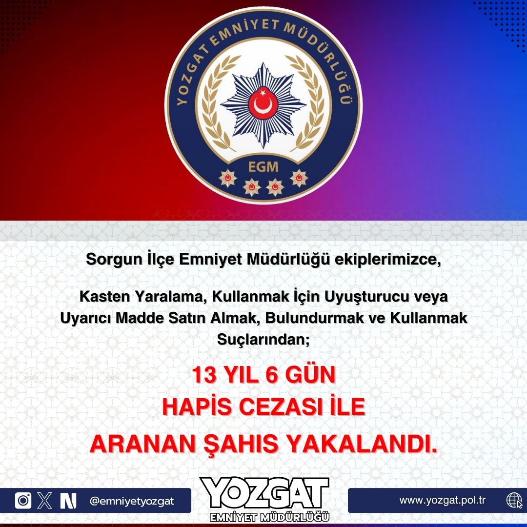 Aranan Şahıs Yakalandı 👇🏻

#TürkiyeninHuzuru🇹🇷
#YozgatınHuzuru🇹🇷

<a href="/NSB_EGM_NARKO/">EGM NARKOTİK SUÇLARLA MÜCADELE BAŞKANLIĞI</a> 
<a href="/YozgatValiligi/">T.C. Yozgat Valiliği</a>