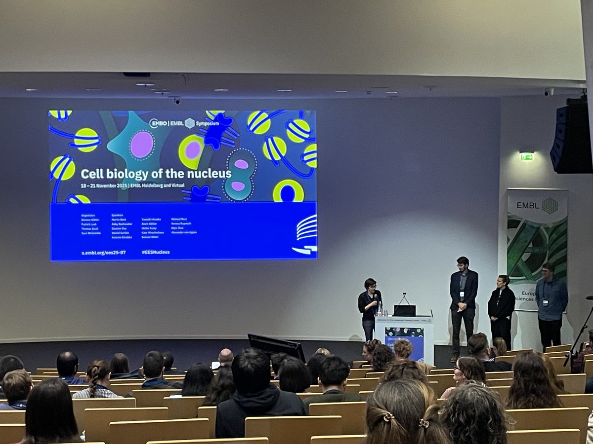EMBLEvents's tweet image. 🙌 Hello from #EESNucleus. 
The organisers Simone Köhler, Patrick Lusk, @thomas_quail, Sara Wickström and Karo Wolkersdorfer are welcoming all participants to the four day symposium in Heidelberg.