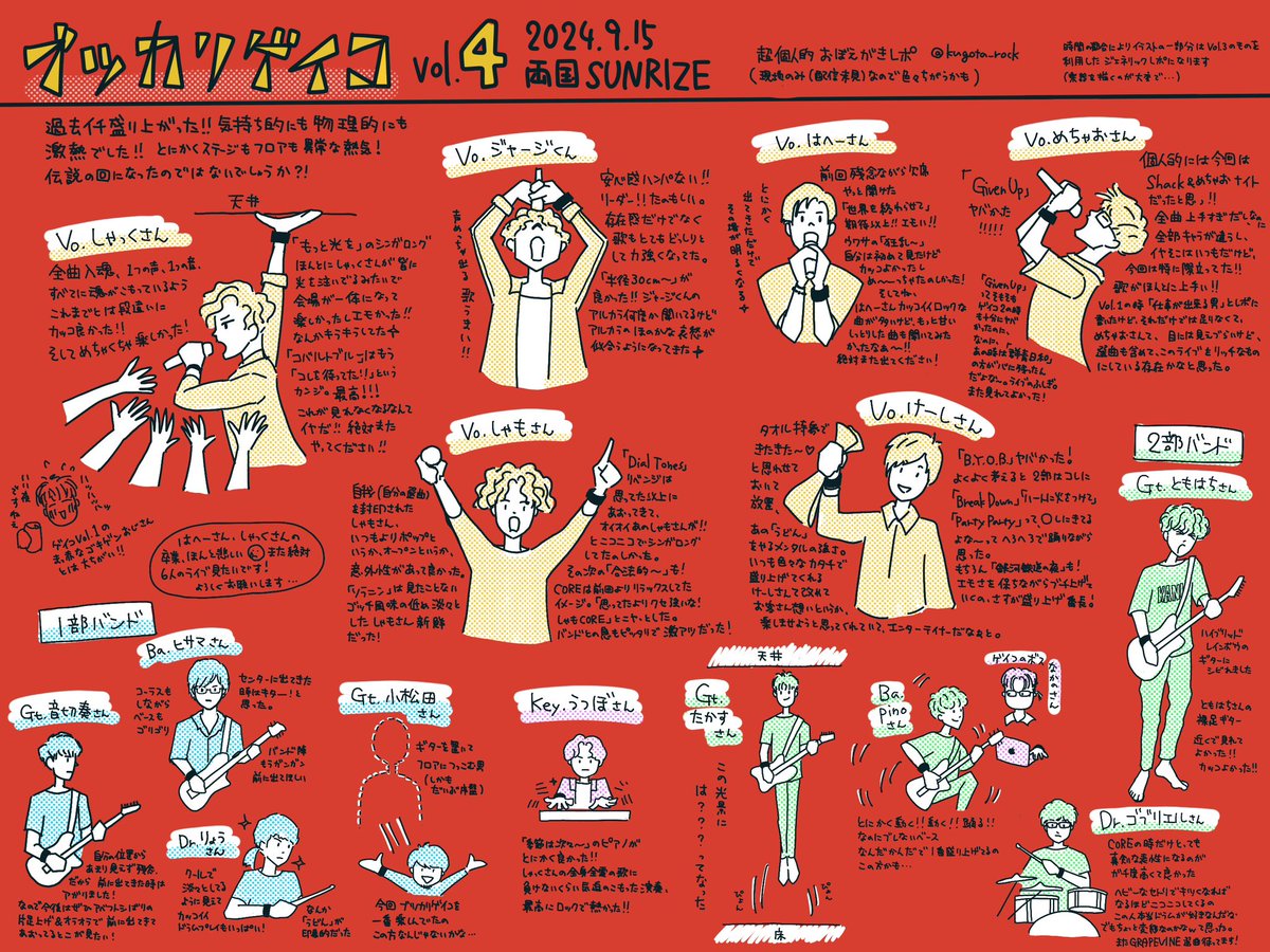 ブツカリゲイコってどんな感じ？の参考になるかわかりませんが、１〜４のレポ的なやつを再掲しときます。

とっても楽しいライブなので、興味のある方はぜひ。
