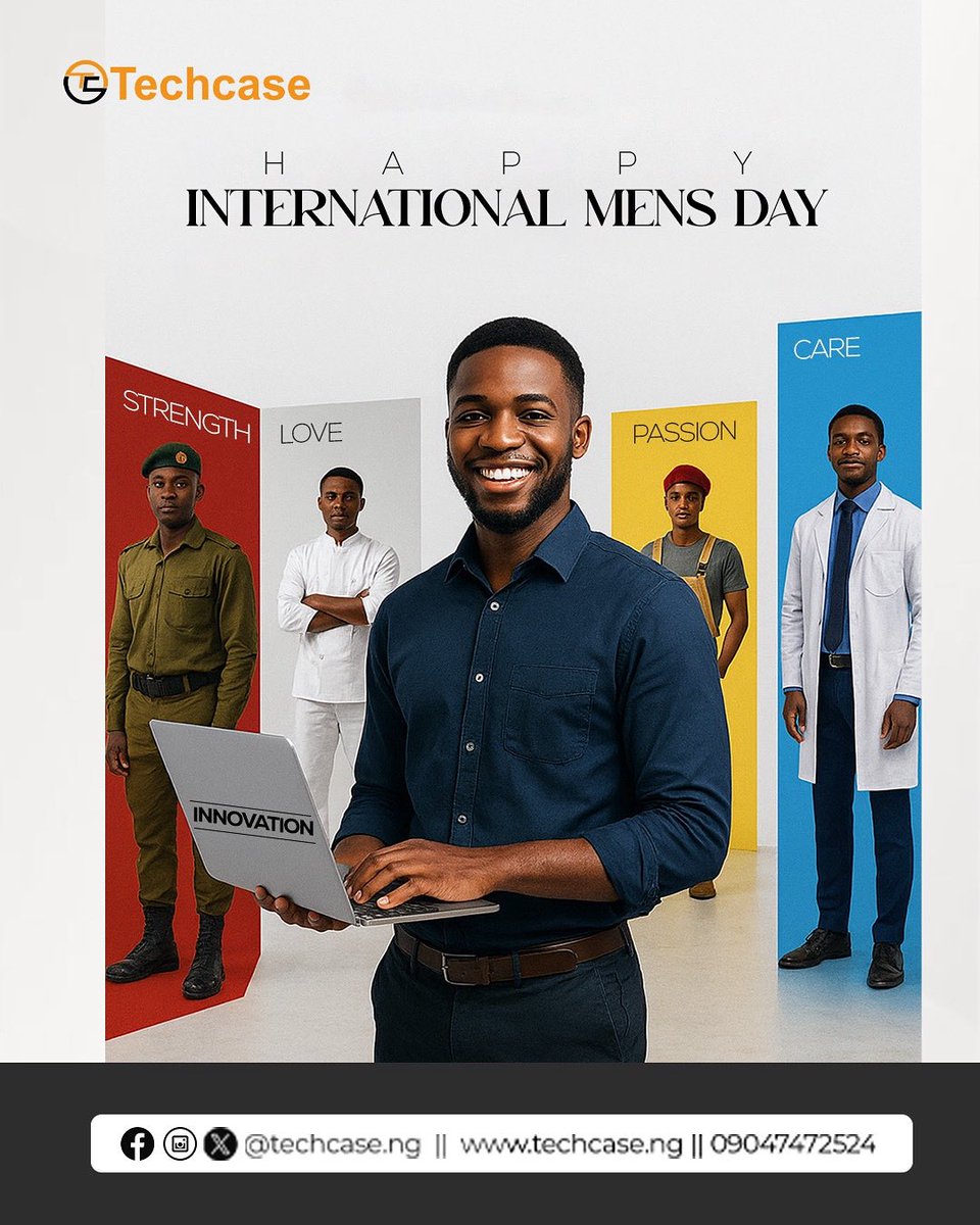 Techcase_ng's tweet image. Today, we honor and celebrate men across the world, those who show true strength not only through their accomplishments but through their kindness, resilience, and commitment to growth.

Happy International Men’s Day from all of us at Techcase!

#techcase #internationalmenday