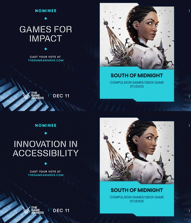CompulsionGames's tweet image. The team is incredibly proud to be nominated for two categories at The Game Awards: Games for Impact and Innovation in Accessibility.
This game was built for everyone, so everyone could play it.
Congrats to all the nominees! ♥️