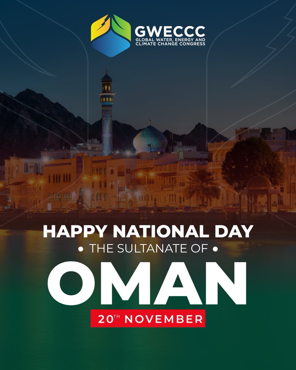 gweccc's tweet image. Honoring the Sultanate of Oman on its National Day.

On November 20th, we celebrate the Sultanate of Oman - a nation renowned for its steady vision, cultural depth, and commitment to creating a more sustainable future.

Oman’s progress in environmental stewardship, innovation,…