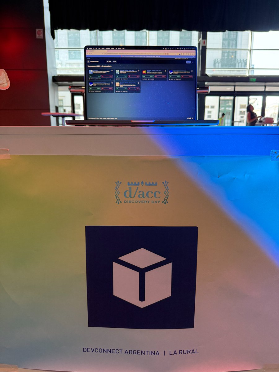 Are you at <a href="/EFDevcon/">Devconnect ARG - the first Ethereum World’s Fair</a>? 
Come say hi at d/acc day at La Rural in the Red Pavilion! 

Catch the presentation from <a href="/0xTangle/">Tangle.hl</a> on Truemarkets at 14:50.