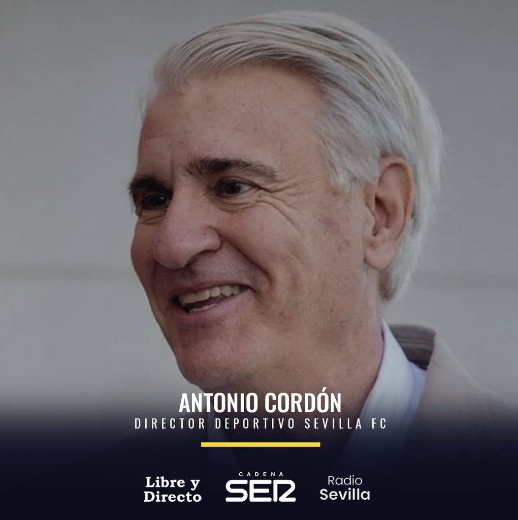 LibreDirectoSEV's tweet image. 🔊🔴 ANTONIO CORDÓN estará en LIBRE Y DIRECTO.

👉🏼 El Director Deportivo del #SevillaFC repasará la actualidad del club.

📻 Escucha la tertulia de hoy, a las 15:00h, en la 103.2FM, la 96.5FM o a través de: cadenaser.com/radio-sevilla/

@carrusel | @RadioSevilla | @ellarguero