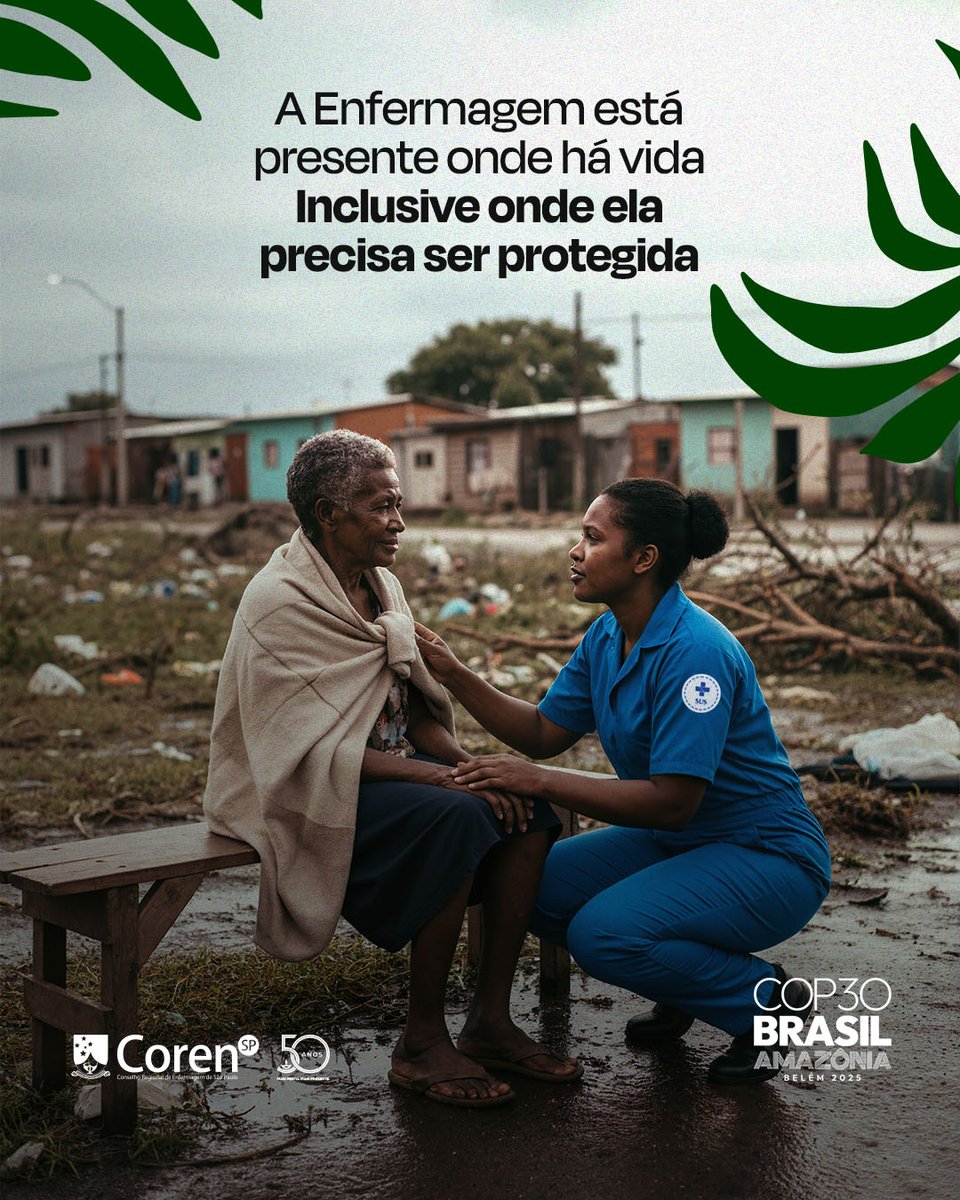 corensaopaulo's tweet image. A crise climática já impacta diretamente a saúde da população, e é nesse cenário que a Enfermagem continua cuidando, educando e acolhendo.

O Coren-SP apoia essa missão e reforça o protagonismo da enfermagem! 🌱

#CorenSP #SustentabilidadeNaEnfermagem #COP30 #Enfermagem