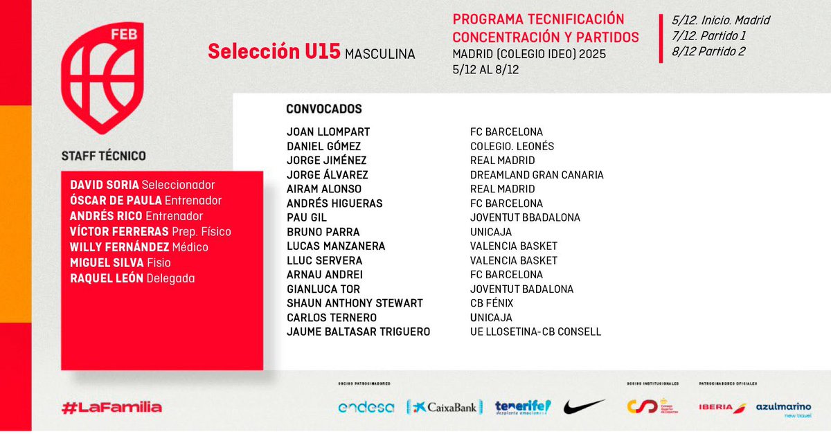 CultuBaloncesto's tweet image. 🔴 | CONVOCATORIA 

🇪🇸 Daniel Gómez ha sido convocado por @BaloncestoESP U15 

¡Mucha suerte!

#ColegioLeonés | #LoNuestro