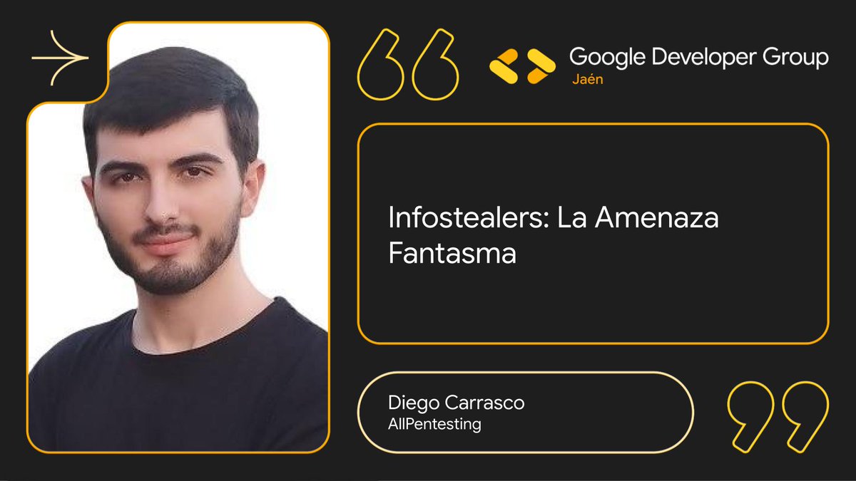 En DevFest Jaén 2025, Diego Carrasco Partera nos adentra en el inquietante mundo de los infostealers.

📍 Aula 13 | Edificio A4 | Universidad de Jaén | 🕒 16:30 – 17:30
📅 22 de noviembre

Compra entradas: eventbrite.es/e/devfest-jaen…

#DevFestJaén2025
