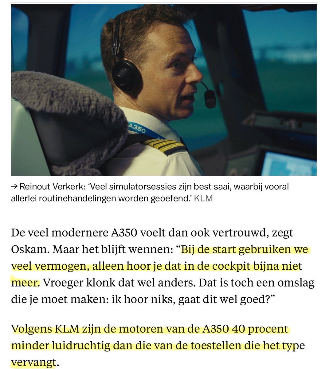 In de cockpit wel. Op de grond merken we er helemaal niets van.