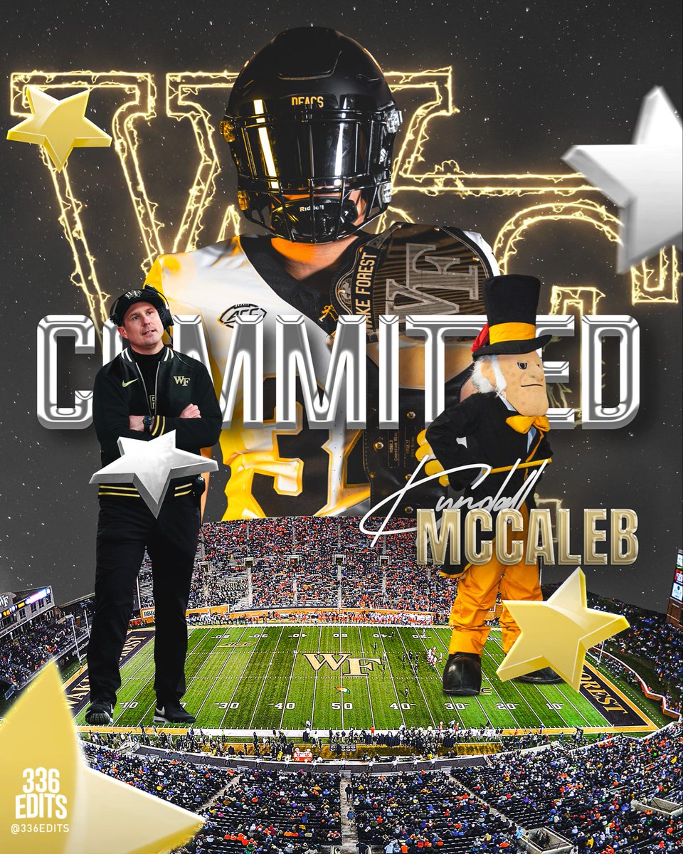 Committed🎩‼️
I have decided to flip my commitment to Wake Forest University!!! Thank you to everyone who made this possible! Go Deacs💛🖤
<a href="/WakeFB/">Wake Forest Football</a> <a href="/CoachDickert/">Jake Dickert</a> <a href="/Ereed26/">Effrem Reed</a> <a href="/CoachDiazR/">Joel "Chapo" Diaz Romero</a> <a href="/Justin_M1202/">Justin Morrison</a> <a href="/336Edits/">336 Edits</a> <a href="/_RHSFootball/">Riverside Football</a> <a href="/AllenTrieu/">Allen Trieu</a> <a href="/GregSmithRivals/">Greg Smith</a> <a href="/SWiltfong_/">Steve Wiltfong</a> <a href="/ChadSimmons_/">ChadSimmons</a>