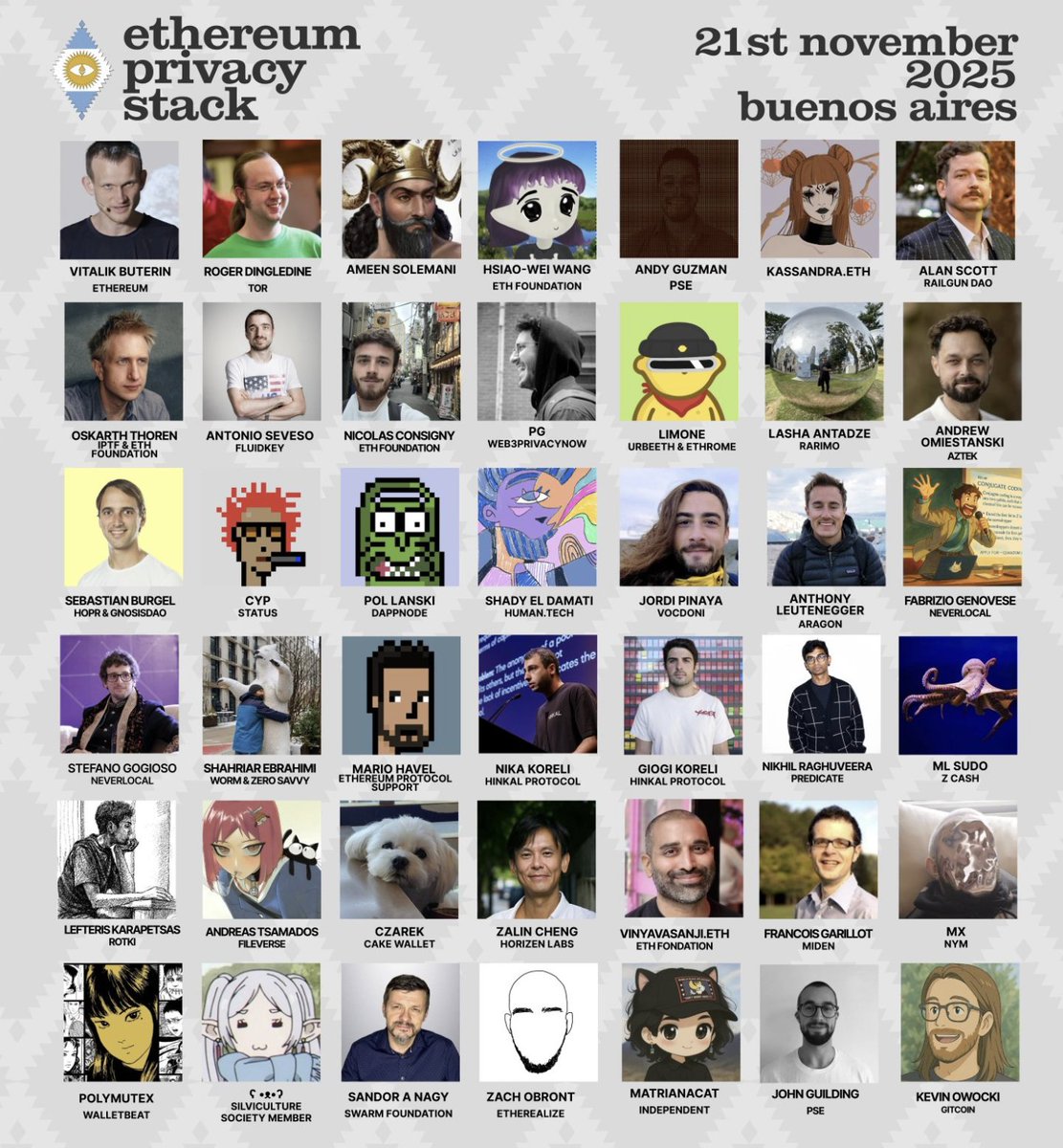 web3privacy's tweet image. Privacy in unstoppable 🔥

This Friday the biggest @EFDevcon venue will host thousands of people coming together to hear @VitalikButerin, @RogerDingledine, @ameensol, @hwwonx, @ncsgy, @AndyGuzmanEth, @ml_sudo &amp;amp; 50 other bright minds.

Privacy time: eps25.web3privacy.info