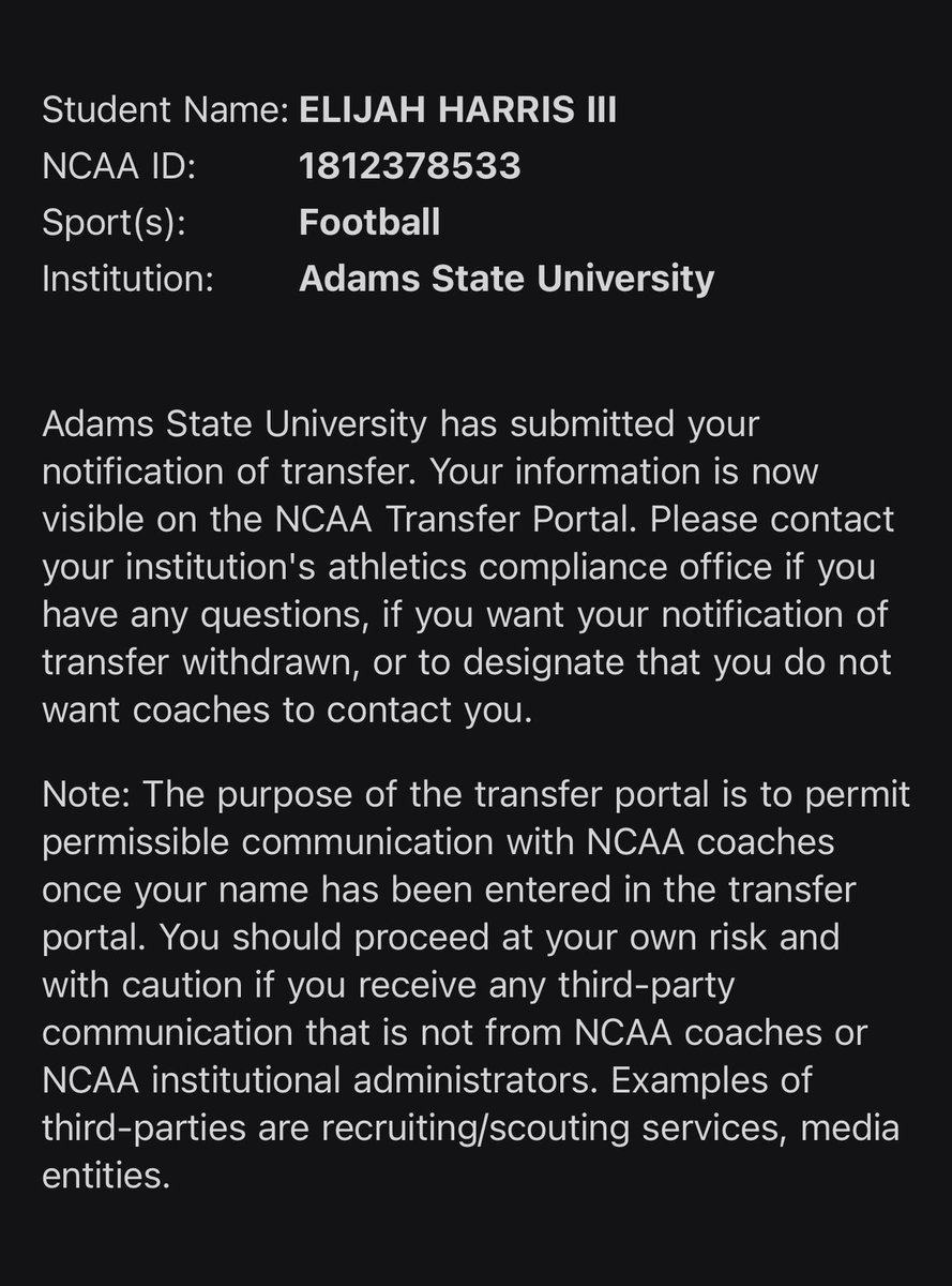 EH3ERA's tweet photo. I am officially in the Transfer Portal .
Ready to find my new home below is practice and game film. 
With 2 years of eligibility https://t.co/hyKY0TxHa6