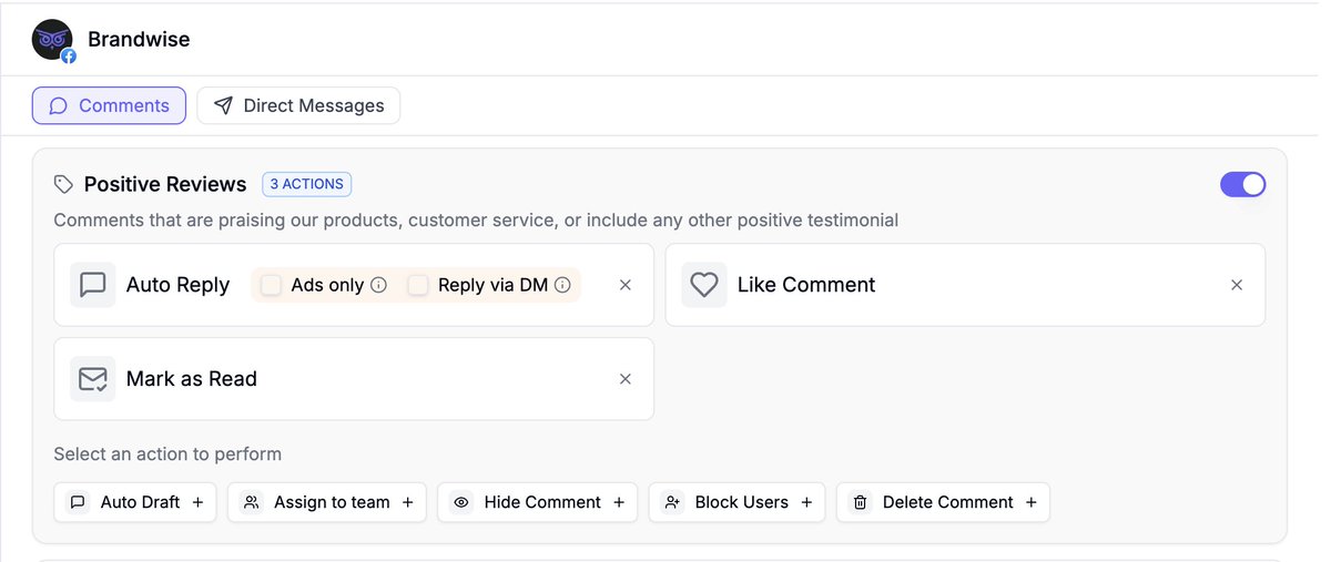 BrandwiseAI's tweet image. Want to fully automate your ad comments?

Brandwise makes it easier than ever, here's how it works:

1. Create a Smart Label - this allows our AI to automatically categorize your social media comments

2. Customize your automations for that label - add any actions you'd like! If…