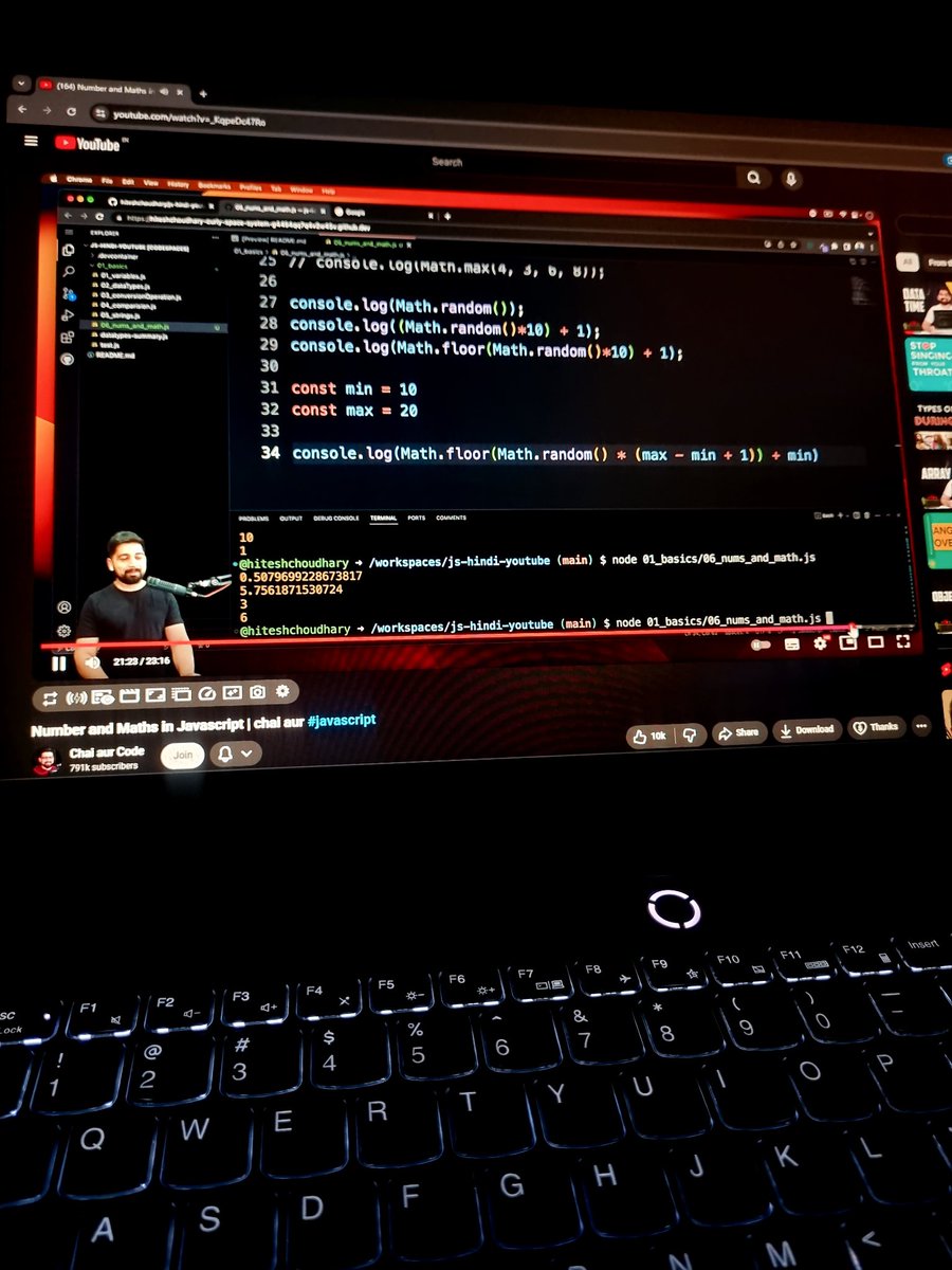 Komalkant_M's tweet image. Day : 11/30 Days of Code🚀
#30DaysOfCode #30DaysOfLearningJava

Watched the 11th Video of Java by chai aur code  @Hiteshdotcom . Learnt How numbers work and math module work.