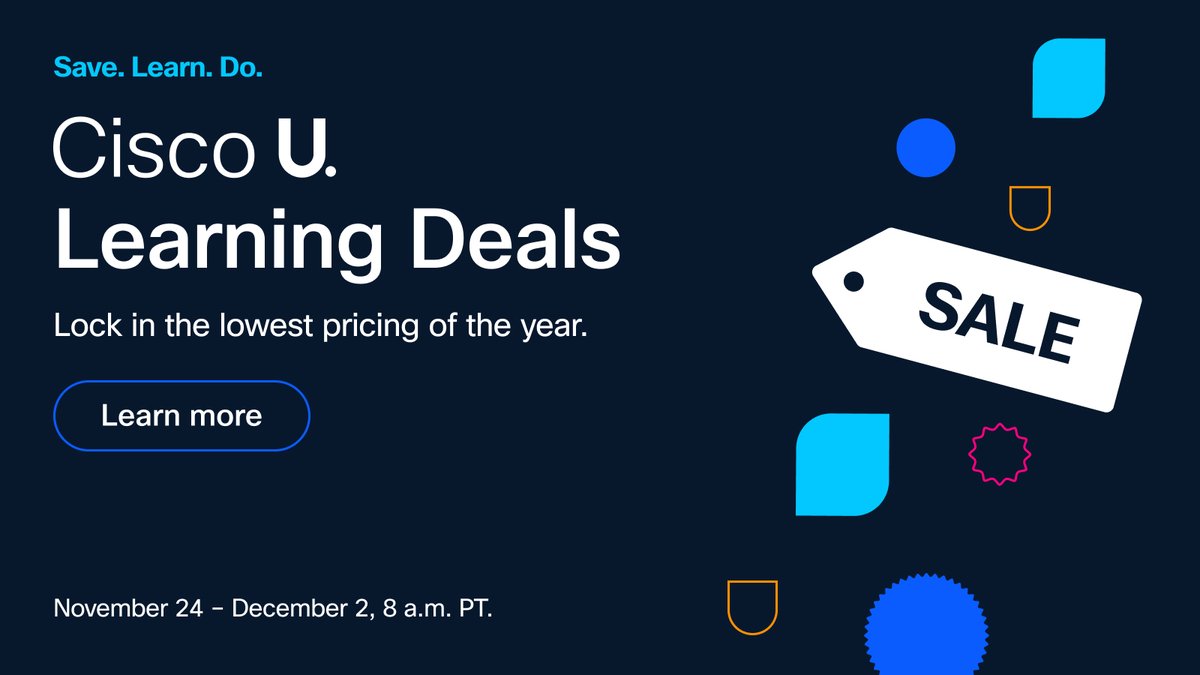 LearningatCisco's tweet image. 🤔 Which is better:
Black Friday or Cyber Monday?

We couldn&apos;t decide—and why should we?

So, everyone: 
You get 9 DAYS to shop the BEST DEALS OF THE YEAR. 
(Yes, really!) 👇