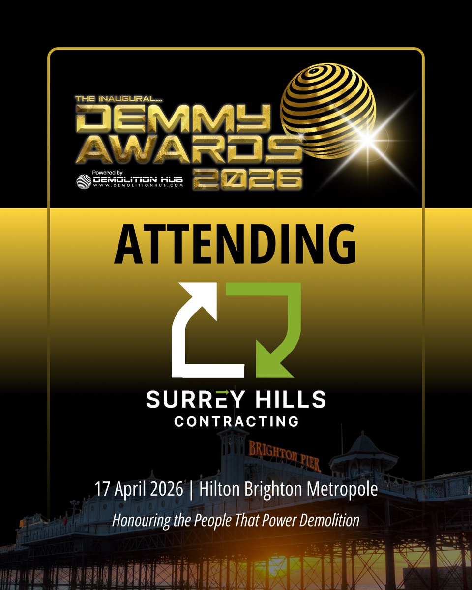 DemolitionHub's tweet image. Surrey Hills Contracting Ltd is the latest UK-based #demolition contractor to secure its place at the inaugural DEMMY Awards, taking place in Brighton on 17 April 2026 ✨

Details ➡️ britishdemolitionawards.com/thedemmys

#championingdemolition
