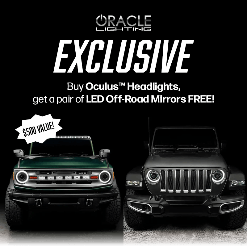 oshtruckandjeep's tweet image. Score some LED Off-Road Mirrors for FREE when you buy @oraclelights Oculus™ Headlights December 1 to December 15th! Call us today to schedule your install! ☎️214-794-4824

#ORACLEBuilt #ORACLELights #AutomotiveLighting #totaltruckcenters #headlights