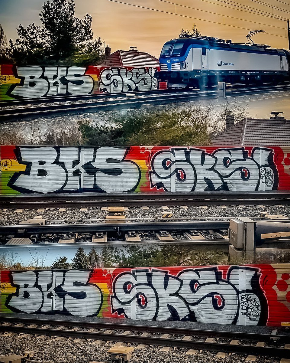 19.11.2025, Graffiti Slavia Praha🇨🇿 &amp; BKS Bielsko🇵🇱. Slavia Praha: In recent weeks, two new graffiti pieces created by painters from Prague and Bielsko have been appearing side by side in our area. The first represents BKS Bielsko, the second Slavia Praha. We’re sending greetings