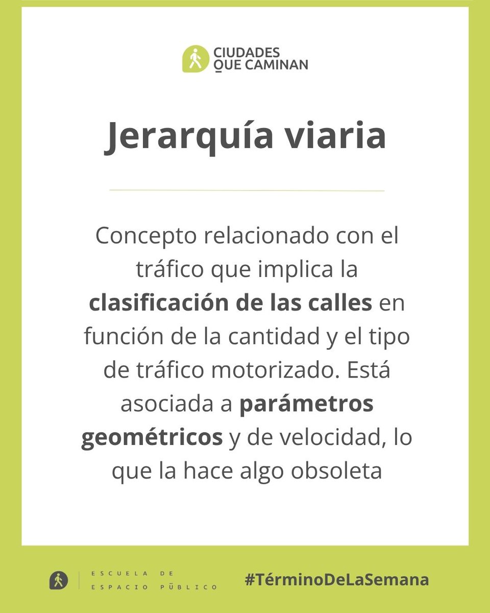 CiudadesCaminan's tweet image. 💬 #TérminoDeLaSemana | 🚙 A pesar de su obsolescencia para los retos actuales, esta clasificación ha resultado muy eficaz para la gestión del tráfico y sigue siendo la forma de categorizar las calles empleada en la mayoría de los instrumentos de planeamiento vigentes. #eep