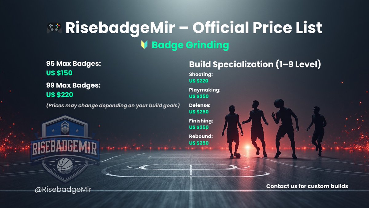 RISE BADGE GRINDING SERVICES NBA 2k26 tweet media