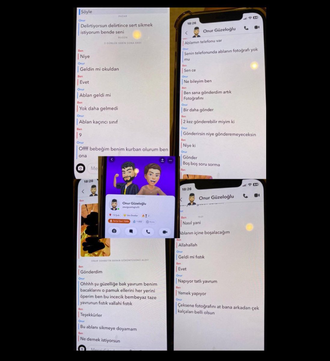 TestorizeNomad's tweet image. 11 yaşındaki bir kız çocuğuna iğrenç mesajlar atan, Onur Güzeloğlu [27] adlı pedofiliye gerekenin yapılacağına inanıyorum. 

@SiberayEGM @TC_icisleri @sedat_peker 

Snapchat: onurguzeloglu25