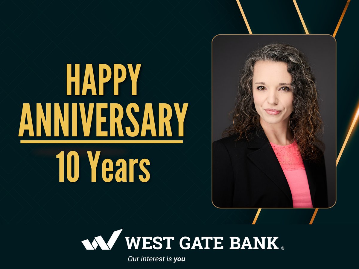 Congratulations to Katherine for reaching the 10th anniversary milestone with West Gate Bank this month! Thank you for all that you do and demonstrating the bank's Code of Excellence on a daily basis! #employeeanniversary #communitybank