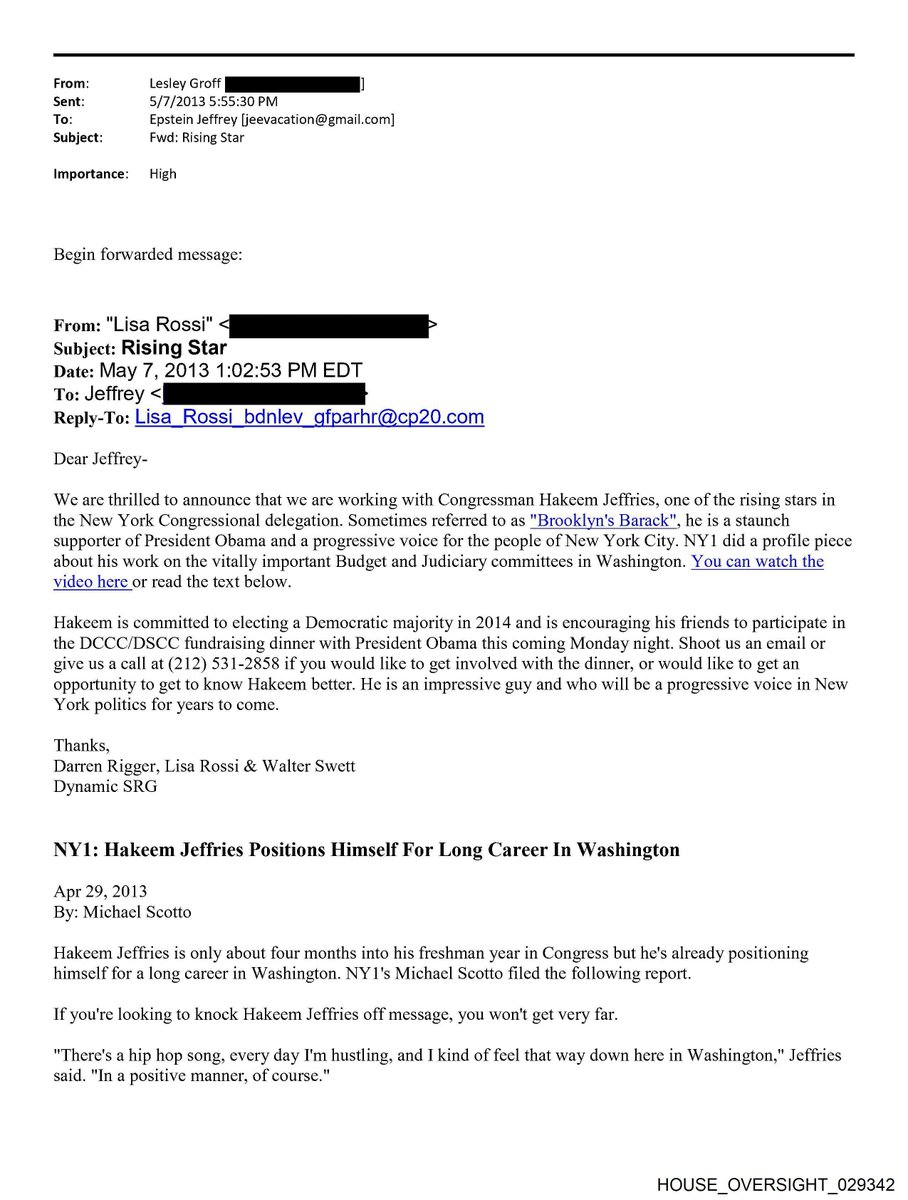 GOPoversight's tweet image. Here are the receipts of &quot;Brooklyn Barack&quot; aka Hakeem Jeffries&apos; campaign soliciting money from convicted child sex offender Jeffrey Epstein (who pleaded guilty in 2008, btw). 🤥