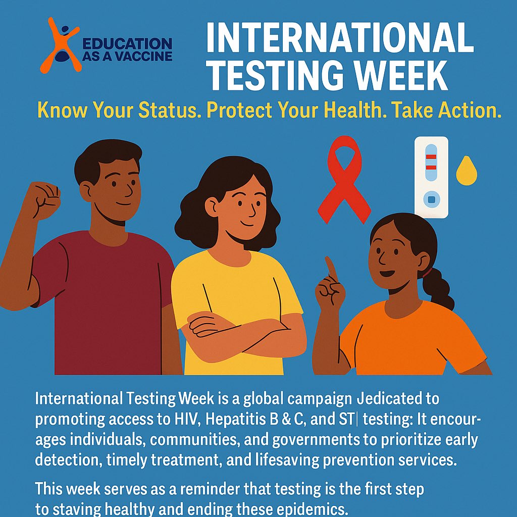 EVA_Nigeria's tweet image. Day 3 of International Testing Week.
Our message remains clear: testing strengthens prevention &amp;amp; health systems.

We continue to push for policies that expand youth-friendly testing, community-driven education, &amp;amp; a health system that treats young Nigerians with dignity.

#U4P9ja