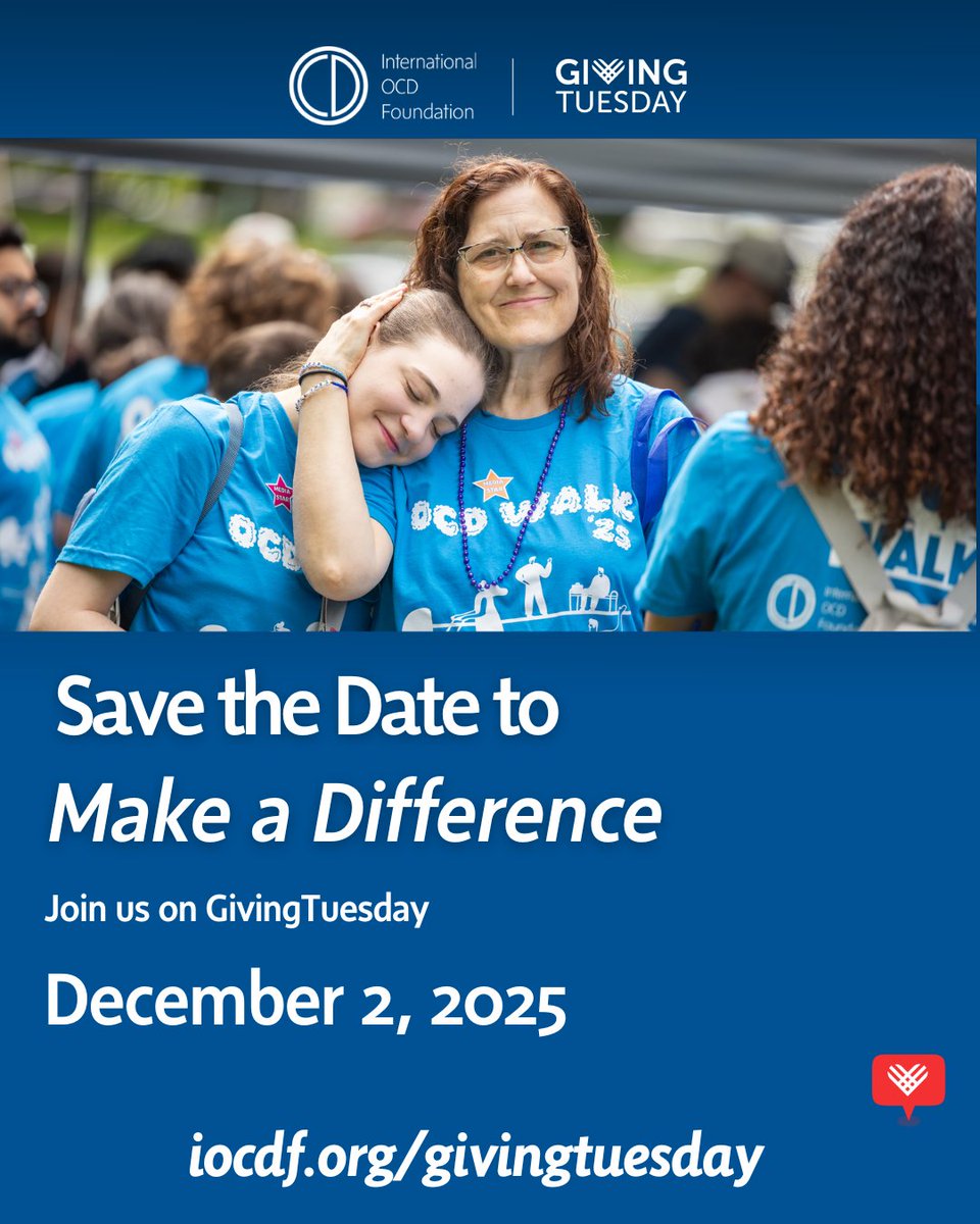 IOCDF's tweet image. Mark your calendars! This Giving Tuesday (December 2), you can help make a meaningful difference for the OCD community by supporting the IOCDF.

Donate today at: bit.ly/4ij95AL