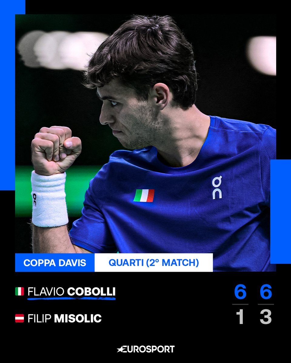 COBOLLI CI MANDA IN SEMIFINALE 👏🏻💙

Flavio gioca una partita pazzesca, domina Misolic in due set e chiude la pratica Austria senza neanche ricorrere al doppio. L’Italia vola in semifinale e ora sulla nostra strada c’è il Belgio 🇧🇪

#Tennis #DavisCup #Cobolli @flavio_cobbo
