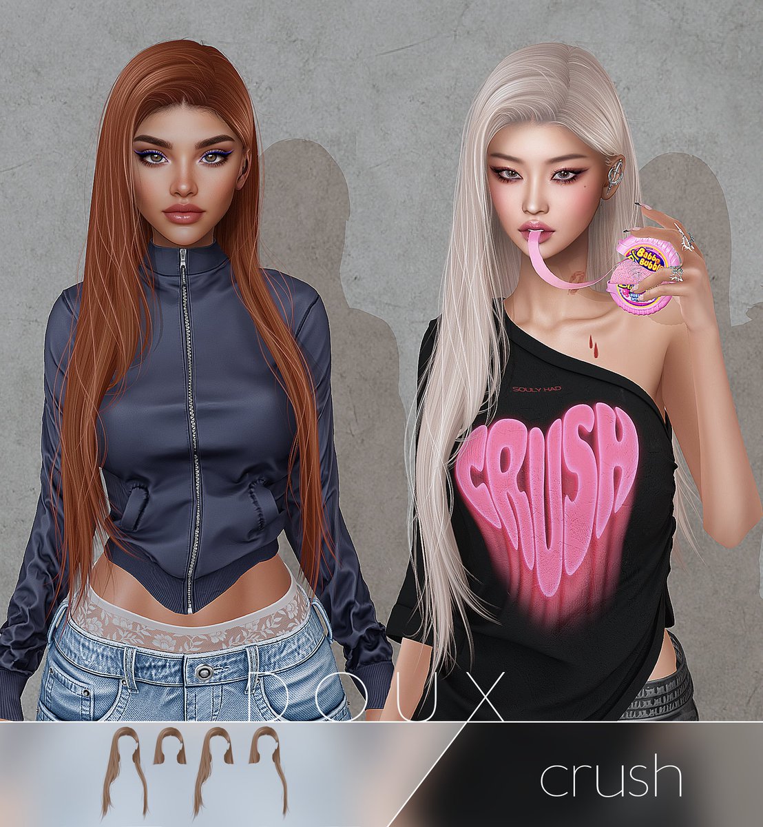 DOUX CRUSH hairstyle drops 11/20 at Dubai event! Ever had a girl crush? Well… now you do 😉💖

maps.secondlife.com/secondlife/Hor…