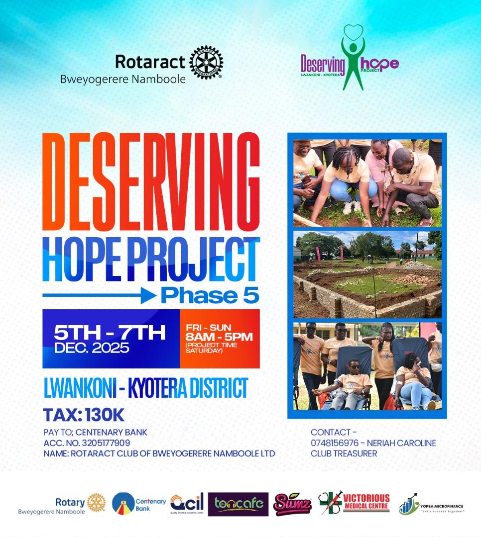 Destadia's tweet image. Greetings Partners in Service, We kindly request for donations towards the DESERVING HOPE PROJECT PHASE V✨️
Collection dates : Now till 4th Dec 2025 at Mamerito Hotel.
You can also join us for the project from 5th-7th Dec at just 130k Ugx🙏

#DestadiaPR
#DeservingHopePhaseV